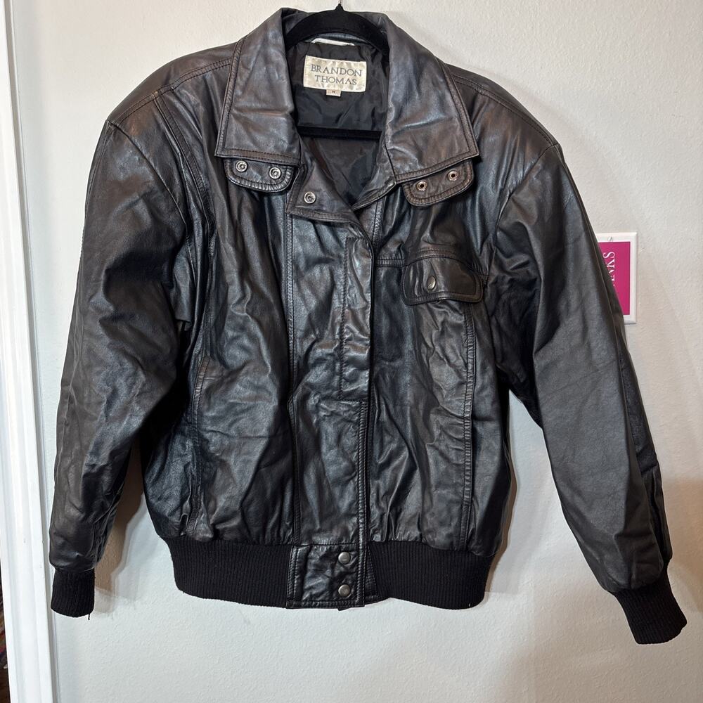 Brandon Thomas Jacket Women’s Medium Biker Moto Genuine Leather Black